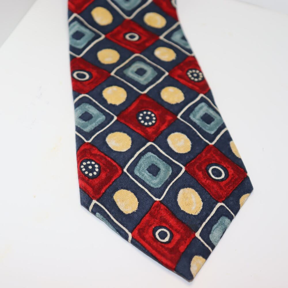 Vintage Pierre Cardin Silk Geometric Print Tie 4” Wide